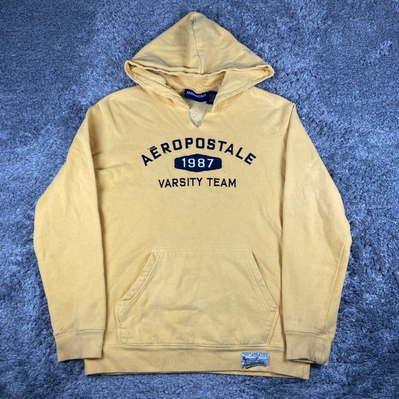 Aeropostale Other - Vintage Aeropostale Hoodie Mens S Yellow Varsity Team Pullover Sweatshirt Y2k